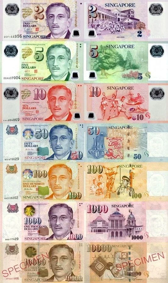 Сінгапурські долари відрізняються від багатьох валют світу тим, що на банкнотах усіх номіналів на аверсі зображено одну й ту саму людину – першого президента незалежного Сінгапуру Юсофа бін Ісхака